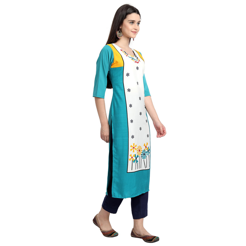 Ethnic Basket Crape Multicolor Knee Length Pack of 4 Kurtas 290-295-106-054