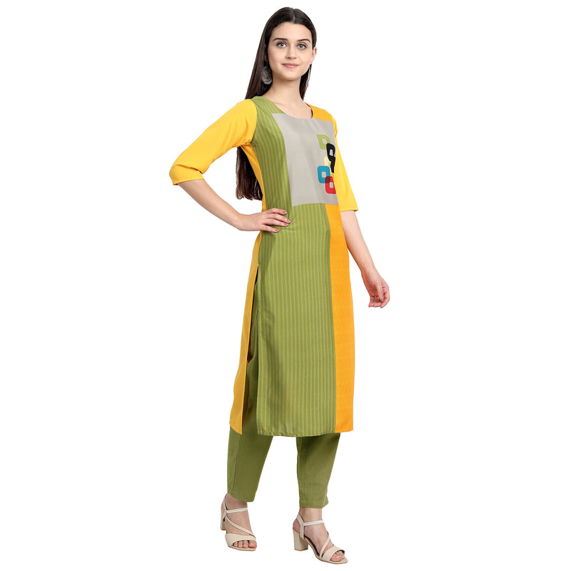 Ethnic Basket Crape Multicolor Knee Length Pack of 4 Kurtas 060-225-055-244