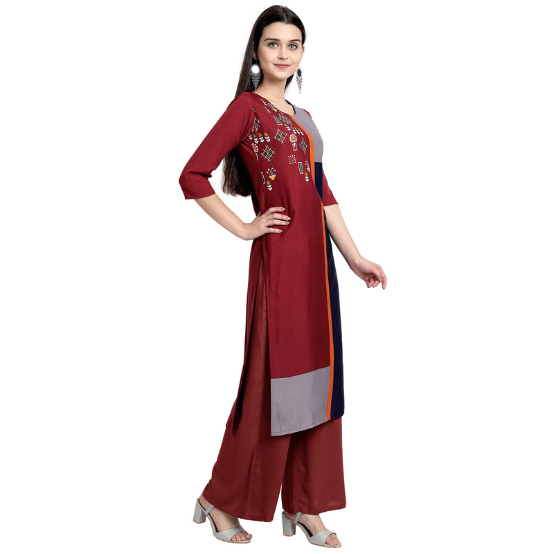 Ethnic Basket Crape Multicolor Knee Length Pack of 4 Kurtas 059-294-286-071