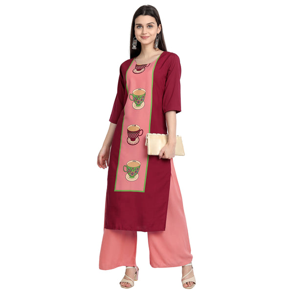 Crepe Pink Color Digital Print Straight Kurta 530062-M