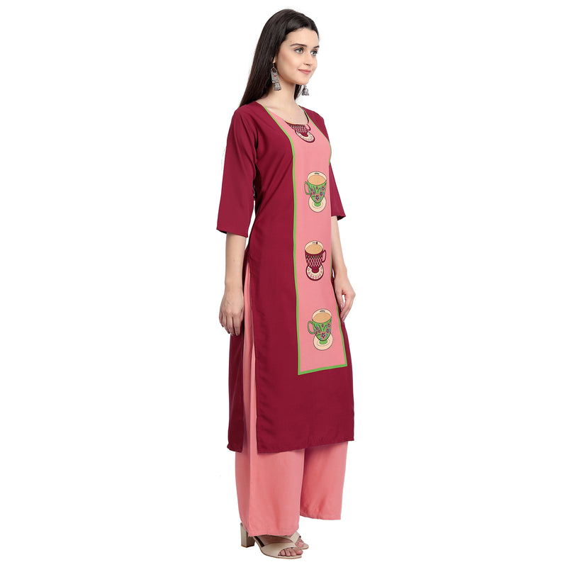 Ethnic Basket Crape Multicolor Knee Length Pack of 4 Kurtas 009-297-019-062