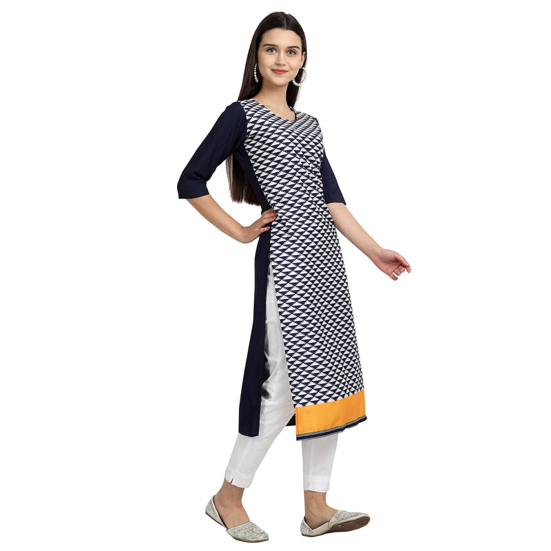 Ethnic Basket Crape Multicolor Printed Knee Length Set of 2 Kurta 530240-530063