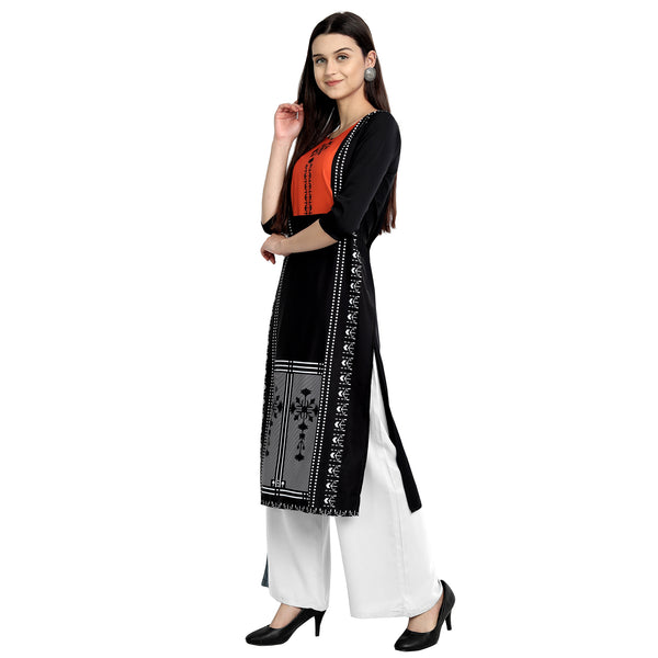 Crepe Black Color Digital Print Straight Kurta 530066-M