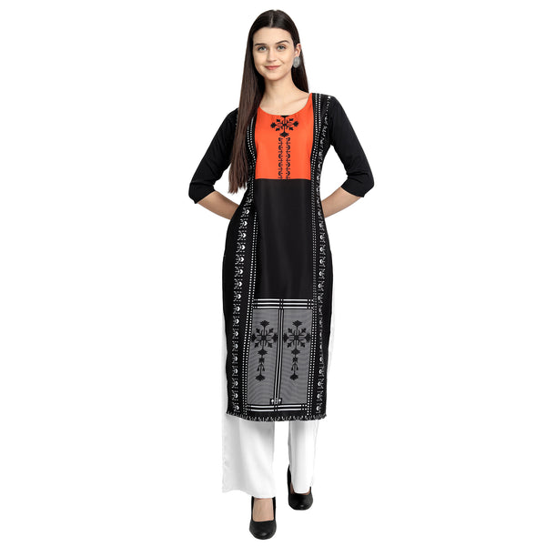 Crepe Black Color Digital Print Straight Kurta 530066-S