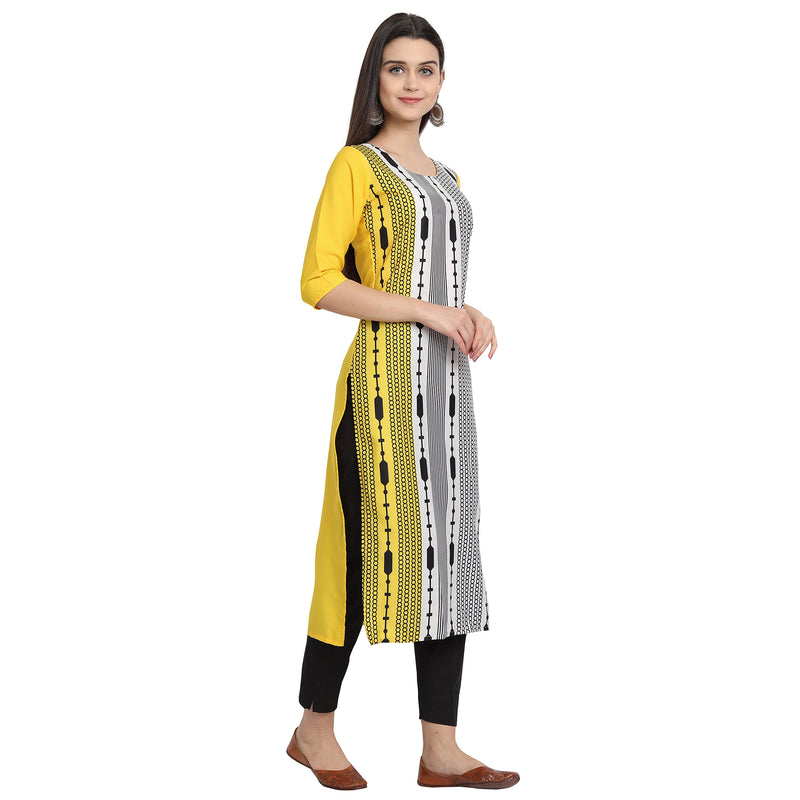 Ethnic Basket Crape Multicolor Knee Length Pack of 4 Kurtas 024-067-084-297