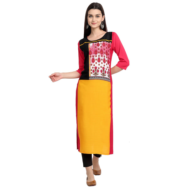 Crepe Multi Color Digital Print Straight Kurta 530068-S