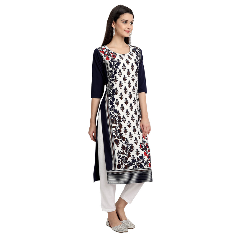 Crepe White Color Digital Print Straight Kurta 530069-L