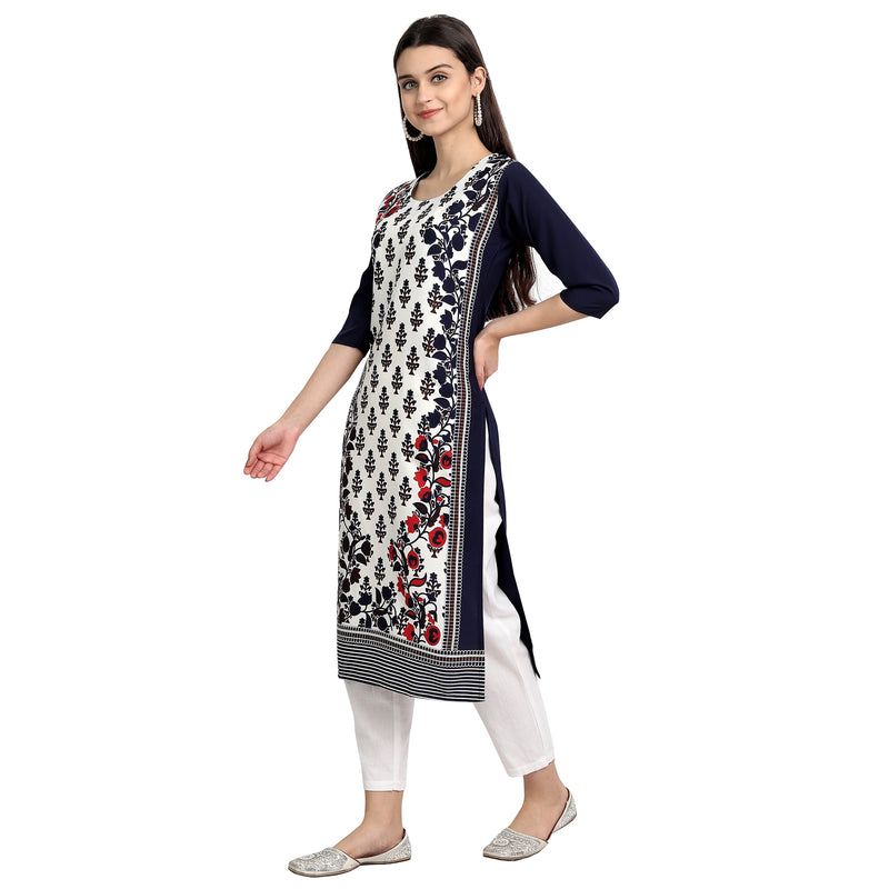 Crepe White Color Digital Print Straight Kurta 530069-XL