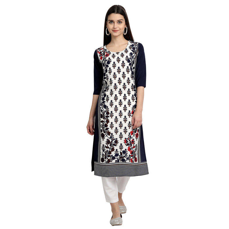 Crepe White Color Digital Print Straight Kurta 530069-S