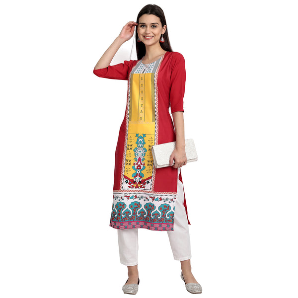 Crepe Multi Color Digital Print Straight Kurta 530070-M