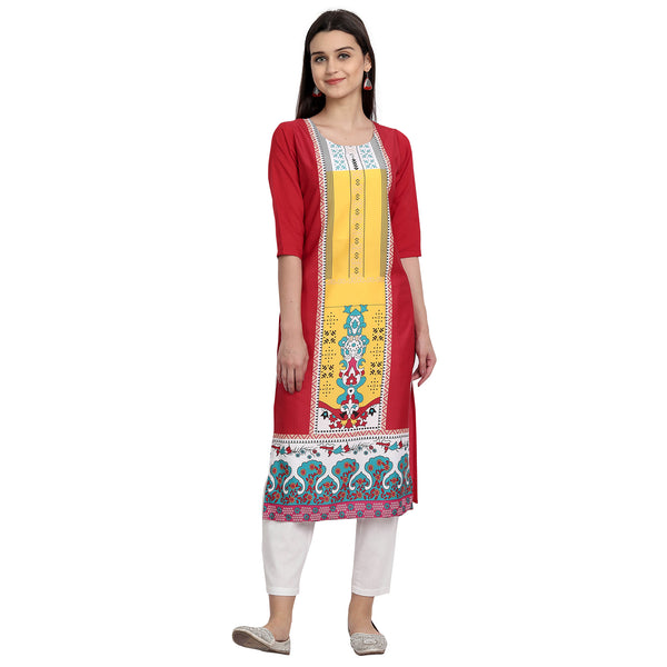 Crepe Multi Color Digital Print Straight Kurta 530070-S