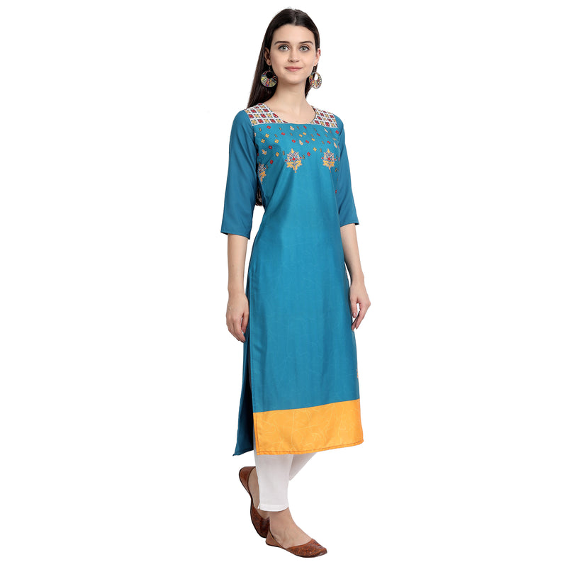 Ethnic Basket Crape Multicolor Knee Length Pack of 4 Kurtas 059-294-286-071