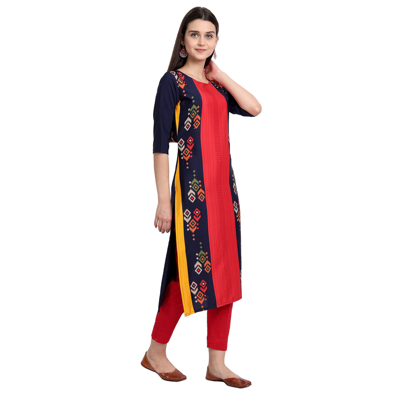 Ethnic Basket Crape Multicolor Printed Knee Length Set of 2 Kurta 530240-530074