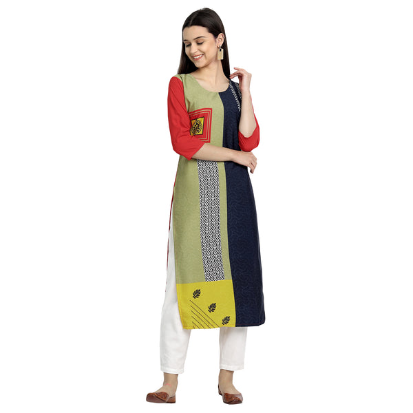 Crepe Multi Color Digital Print Straight Kurta 530076-S