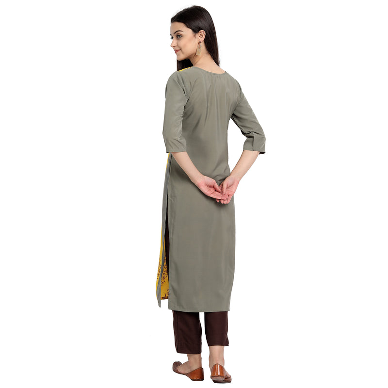 Crepe Yellow Color Digital Print Straight Kurta 530077-4XL