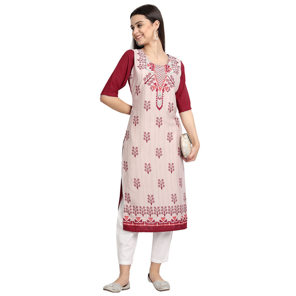 Crepe Beige Color Digital Print Straight Kurta 530082-M