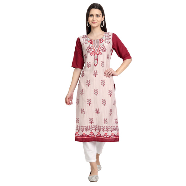 Crepe Beige Color Digital Print Straight Kurta 530082-S