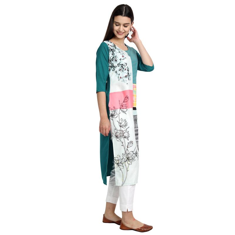 Crepe Multi Color Digital Print Straight Kurta 530083-L