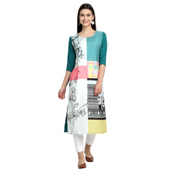 Crepe Multi Color Digital Print Straight Kurta 530083-S