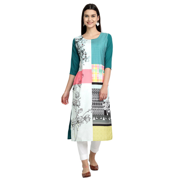 Crepe Multi Color Digital Print Straight Kurta 530083-S