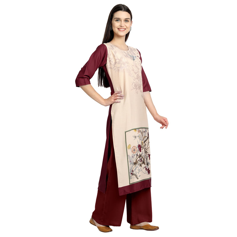 Ethnic Basket Crape Multicolor Knee Length Pack of 4 Kurtas 024-067-084-297