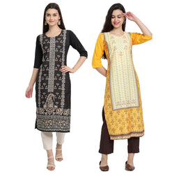 Ethnic Basket Crape Multicolor Printed Knee Length Set of 2 Kurta 530085-530217