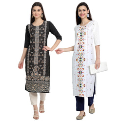 Ethnic Basket Crape Multicolor Printed Knee Length Set of 2 Kurta 530085-530230