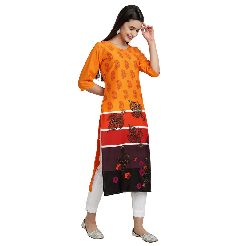 Ethnic Basket Crape Multicolor Digital Print Stright Pack of 3 Kurta 069-086-100