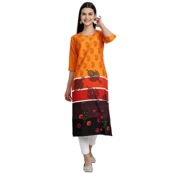 Crepe Multi Color Digital Print Straight Kurta 530086-S