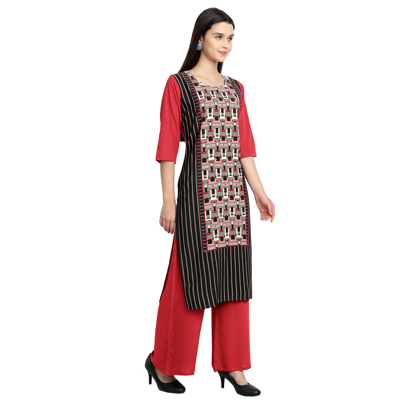 Crepe Multi Color Digital Print Straight Kurta 530087-L