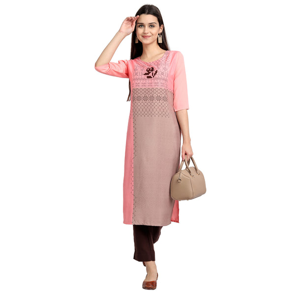 Crepe Pink Color Digital Print Straight Kurta 530088-M