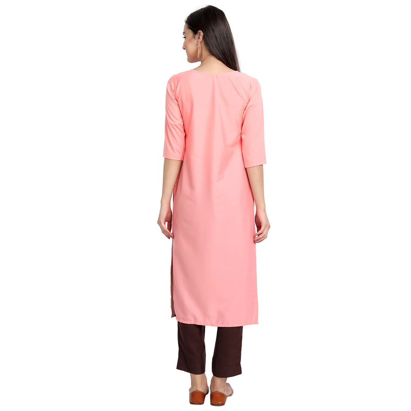 Crepe Pink Color Digital Print Straight Kurta 530088-4XL