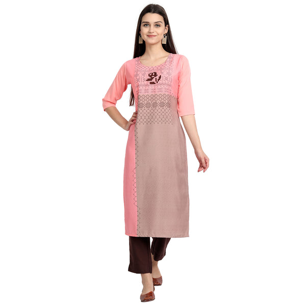 Crepe Pink Color Digital Print Straight Kurta 530088-S