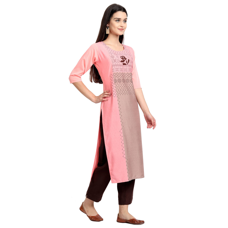 Ethnic Basket Crape Multicolor Knee Length Pack of 4 Kurtas 088-094-113-243