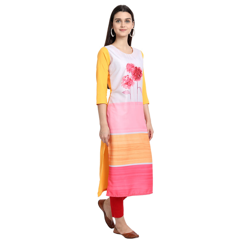 Crepe Multi Color Digital Print Straight Kurta 530089-L