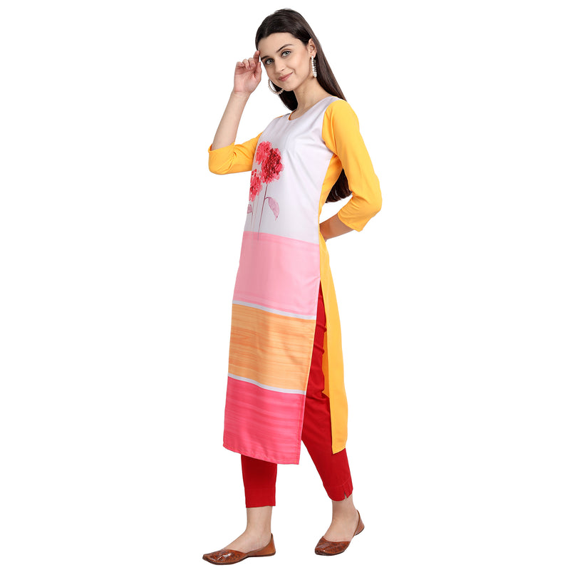 Crepe Multi Color Digital Print Straight Kurta 530089-XL