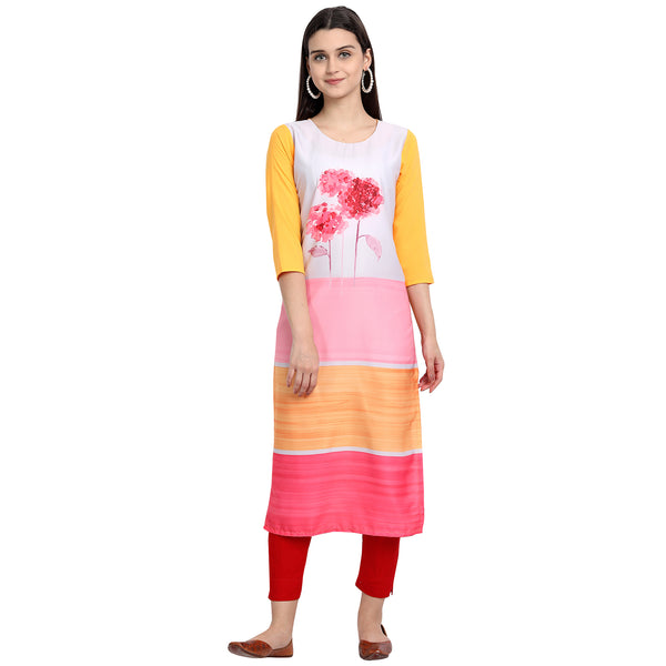 Crepe Multi Color Digital Print Straight Kurta 530089-S