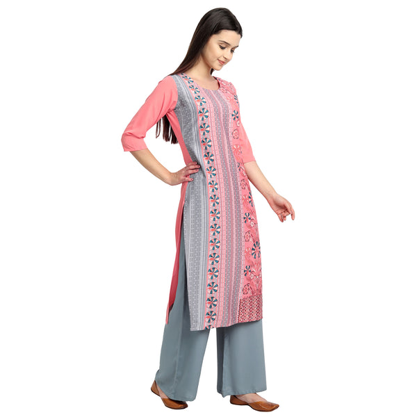 Crepe Pink Color Digital Print Straight Kurta 530090-M