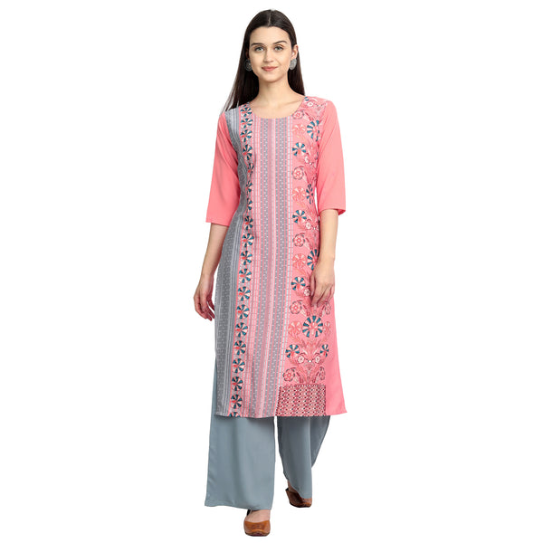 Crepe Pink Color Digital Print Straight Kurta 530090-S