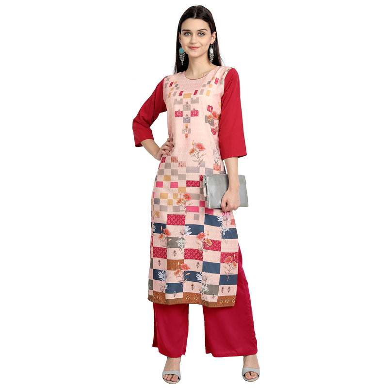 Crepe Multi Color Digital Print Straight Kurta 530091-M