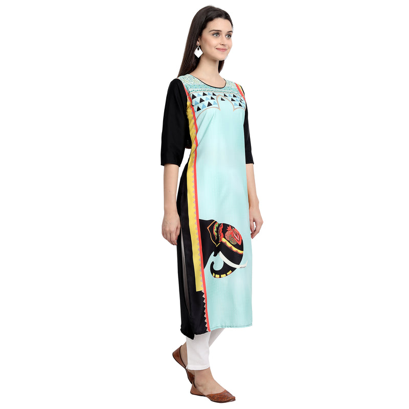 Ethnic Basket Crape Multicolor Printed Knee Length Set of 2 Kurta 530094-530217