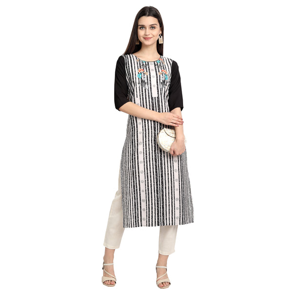 Crepe Black Color Digital Print Straight Kurta 530096-M