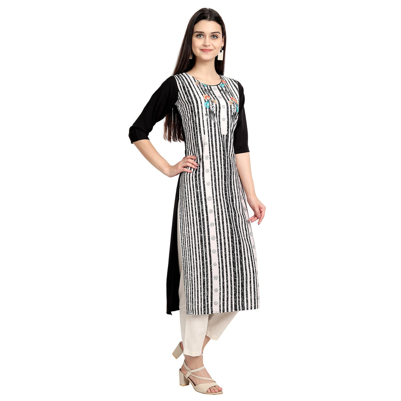 Crepe Black Color Digital Print Straight Kurta 530096-L