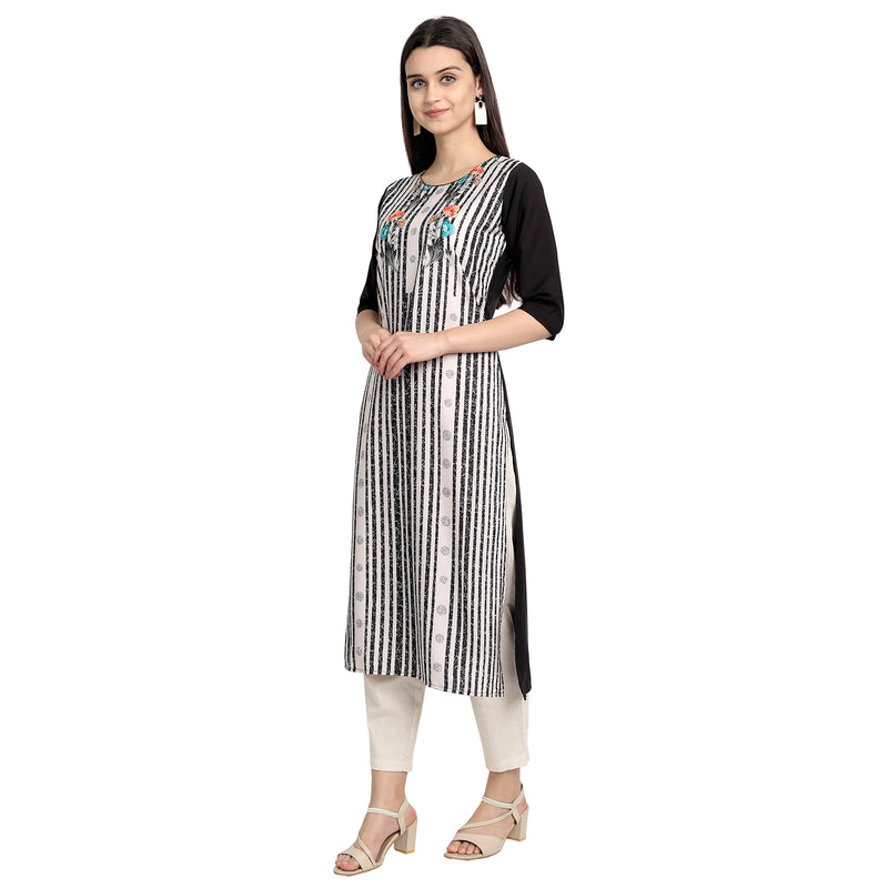 Crepe Black Color Digital Print Straight Kurta 530096-XL