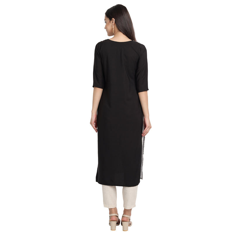 Crepe Black Color Digital Print Straight Kurta 530096-4XL