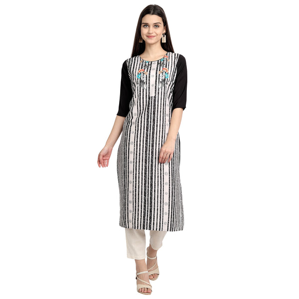 Crepe Black Color Digital Print Straight Kurta 530096-S