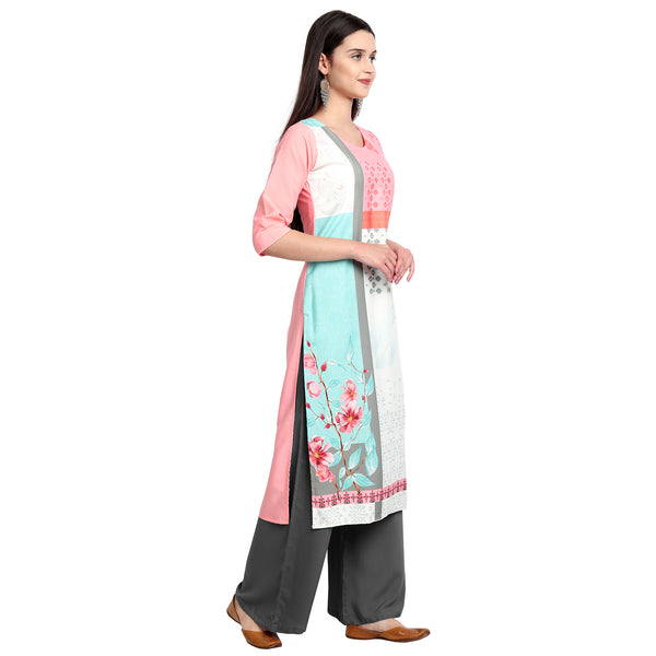 Crepe Multi Color Digital Print Straight Kurta 530097-M