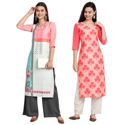 Ethnic Basket Crape Multicolor Printed Knee Length Set of 2 Kurta 530097-530248