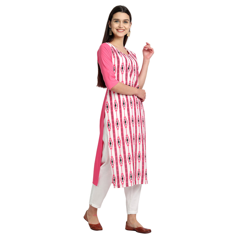 Ethnic Basket Crape Multicolor Printed Knee Length Set of 2 Kurta 530237-530101