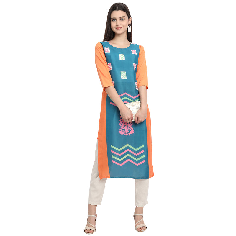 Crepe Multi Color Digital Print Straight Kurta 530102-M